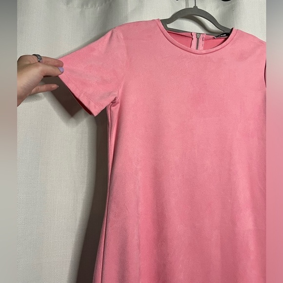 Zara Light Pink Faux Suede Tshirt Shift Dress Small - Picture 7 of 9